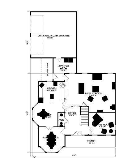 Farmhouse Victorian Level One of Plan 64417