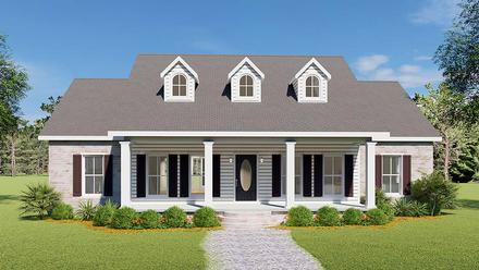 Country One-Story Southern Elevation of Plan 64501