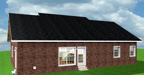 Country One-Story Southern Rear Elevation of Plan 64504