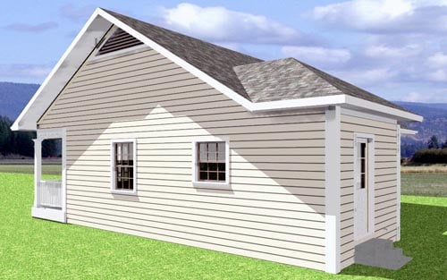 Cabin Country Rear Elevation of Plan 64505