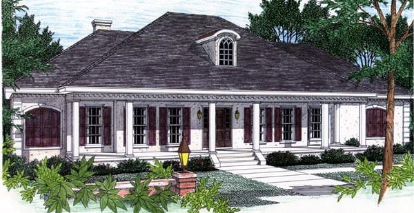 Southern Plan with 2605 Sq. Ft., 4 Bedrooms, 4 Bathrooms, 2 Car Garage Elevation