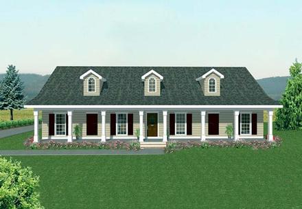 Country One-Story Elevation of Plan 64513