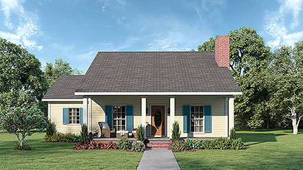 One-Story Ranch Elevation of Plan 64517