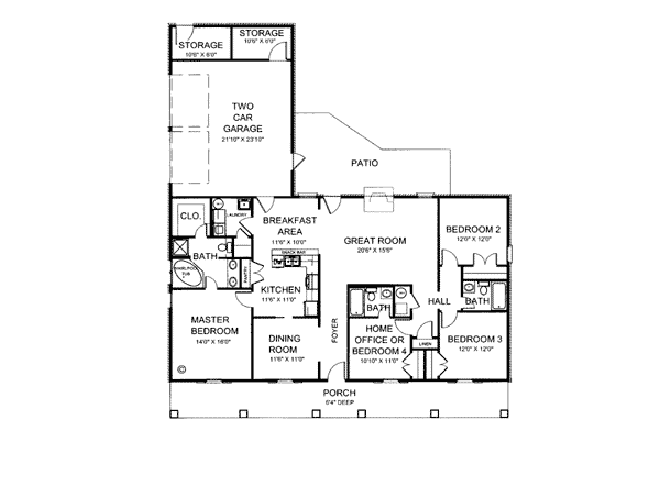 European One-Story Level One of Plan 64518