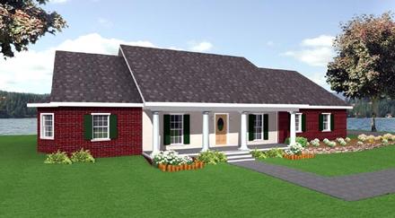 One-Story Ranch Elevation of Plan 64520