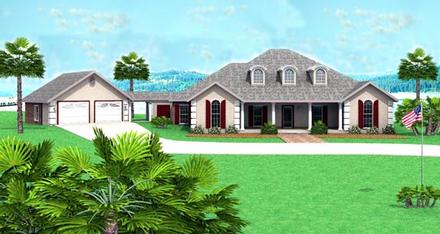 Mediterranean One-Story Elevation of Plan 64522