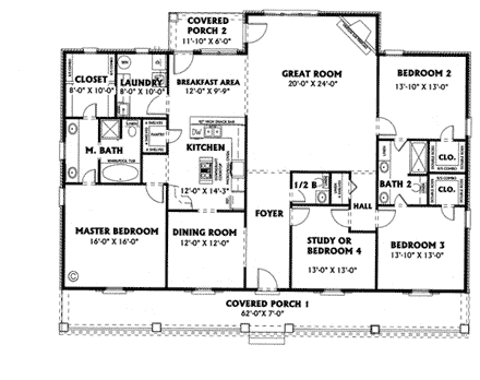 House Plan 64523 First Level Plan