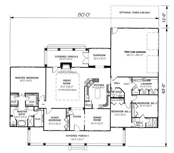 European One-Story Level One of Plan 64524