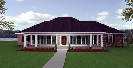 European One-Story Elevation of Plan 64524