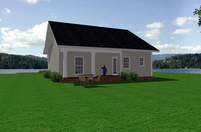 Colonial Country European One-Story Rear Elevation of Plan 64528