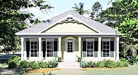 Colonial One-Story Southern Elevation of Plan 64531
