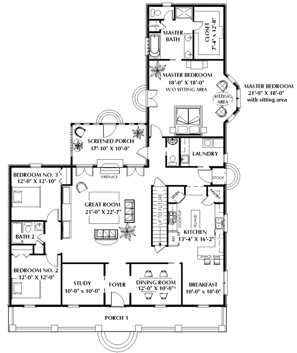 Country One-Story Level One of Plan 64534