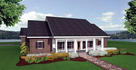 Colonial Country One-Story Elevation of Plan 64544