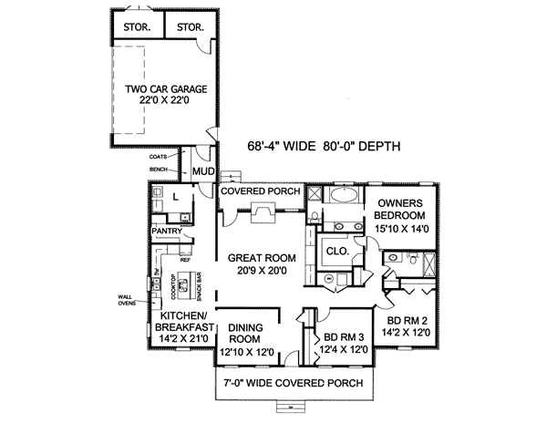 Country One-Story Level One of Plan 64545