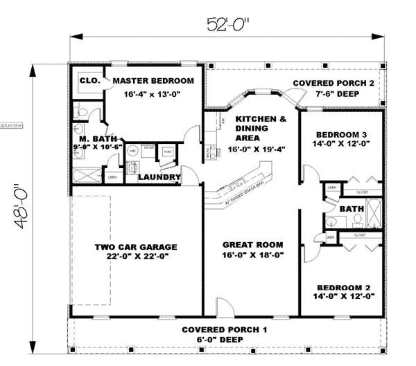 House Plan 64551 Level One