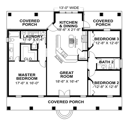 Country One-Story Level One of Plan 64568