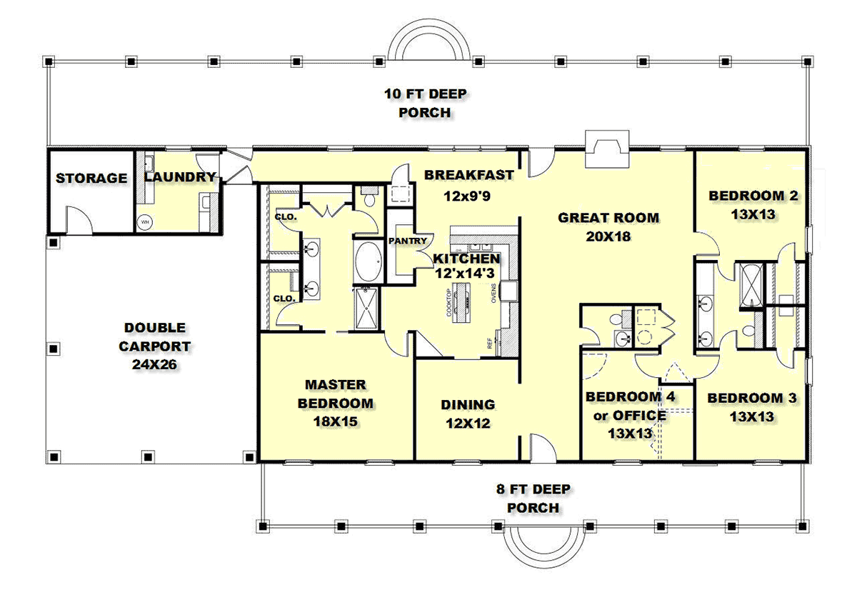 Country One-Story Level One of Plan 64571