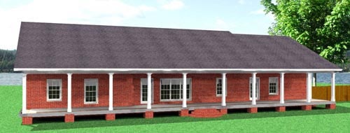 Country One-Story Rear Elevation of Plan 64571