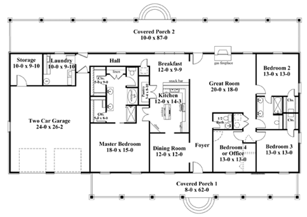 House Plan 64572 First Level Plan