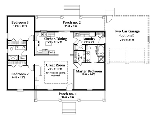 Country One-Story Level One of Plan 64573
