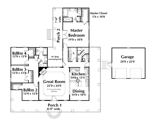 Country One-Story Level One of Plan 64574