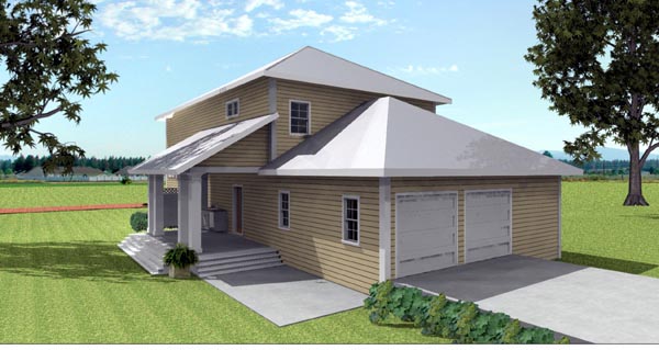 Traditional Plan with 2415 Sq. Ft., 4 Bedrooms, 3 Bathrooms, 2 Car Garage Rear Elevation