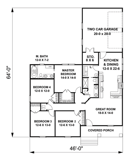 House Plan 64582 First Level Plan