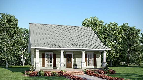 Cottage, Country House Plan 64586 with 2 Beds, 2 Baths Elevation