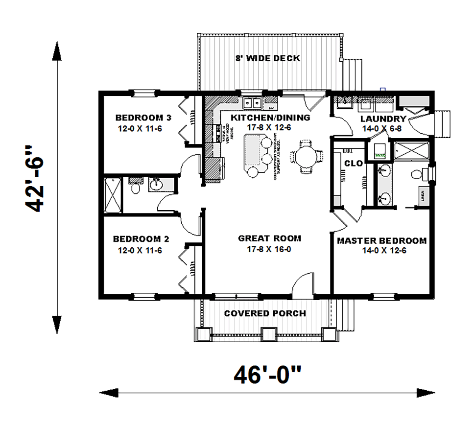 Bungalow Country Craftsman Level One of Plan 64589