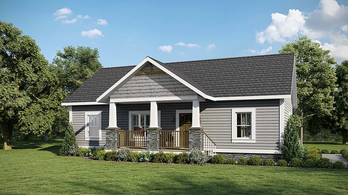 Bungalow, Country, Craftsman Plan with 1311 Sq. Ft., 3 Bedrooms, 2 Bathrooms Elevation