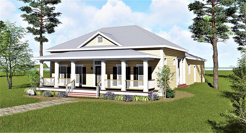 Colonial, Country, Southern Plan with 2209 Sq. Ft., 3 Bedrooms, 2 Bathrooms, 2 Car Garage Elevation