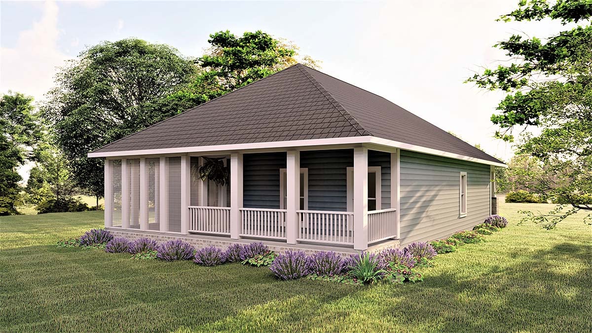 Bungalow, Cottage, Craftsman Plan with 1587 Sq. Ft., 3 Bedrooms, 2 Bathrooms Rear Elevation
