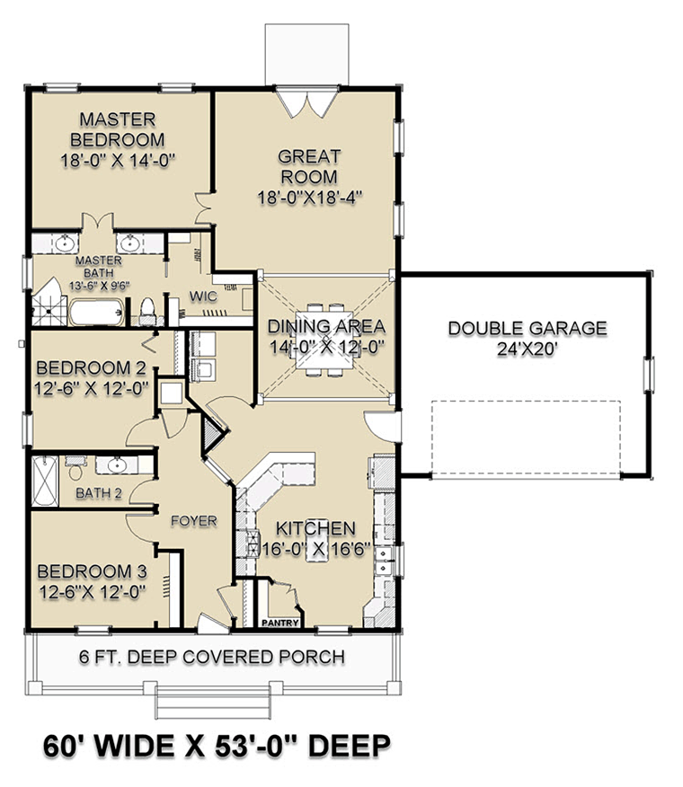 Bungalow Cottage Country Level One of Plan 64594