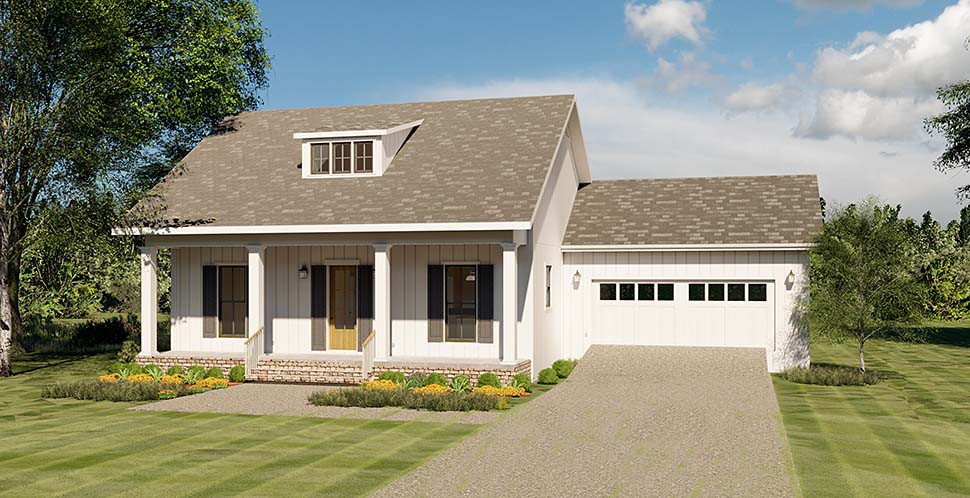 Bungalow, Cottage, Country Plan with 1908 Sq. Ft., 3 Bedrooms, 2 Bathrooms, 2 Car Garage Picture 4