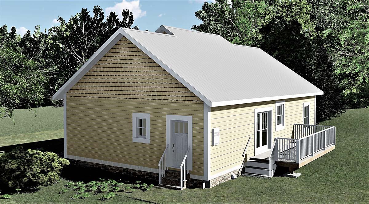 Bungalow Cottage Country Rear Elevation of Plan 64595