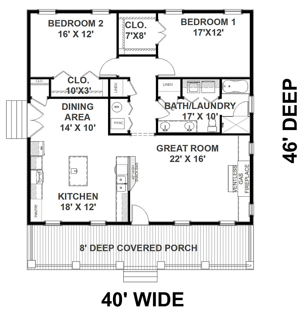 Farmhouse Modern Level One of Plan 64598