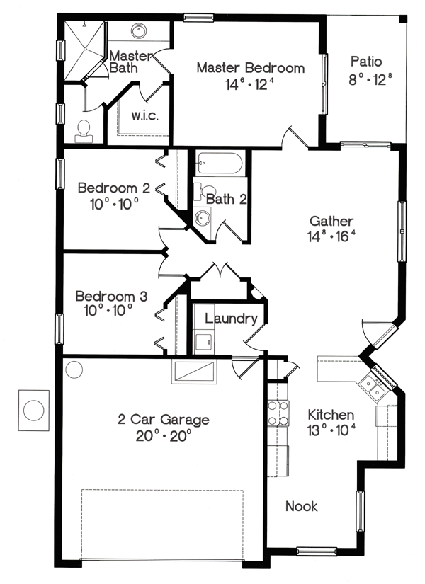 Narrow Lot One-Story Level One of Plan 64603