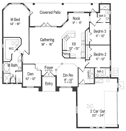 Mediterranean One-Story Level One of Plan 64609