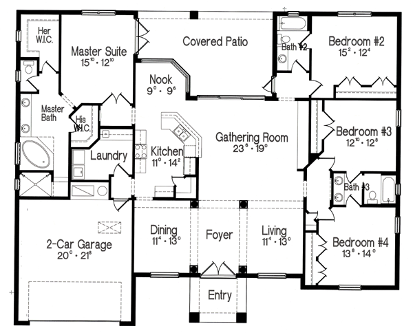 Florida Mediterranean One-Story Level One of Plan 64614