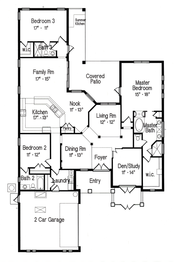 Florida Mediterranean One-Story Level One of Plan 64615