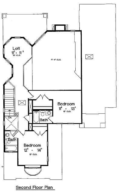 House Plan 64616 Second Level Plan