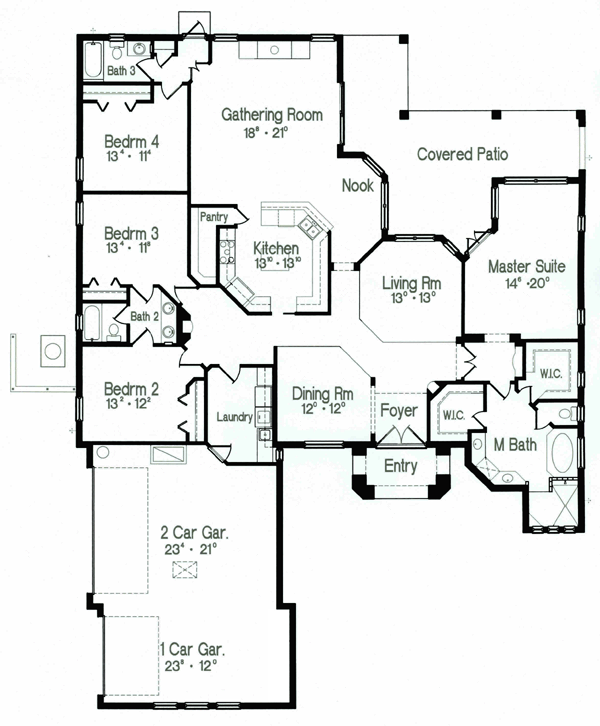 Florida Mediterranean One-Story Level One of Plan 64622