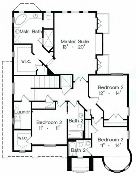 House Plan 64624 Second Level Plan