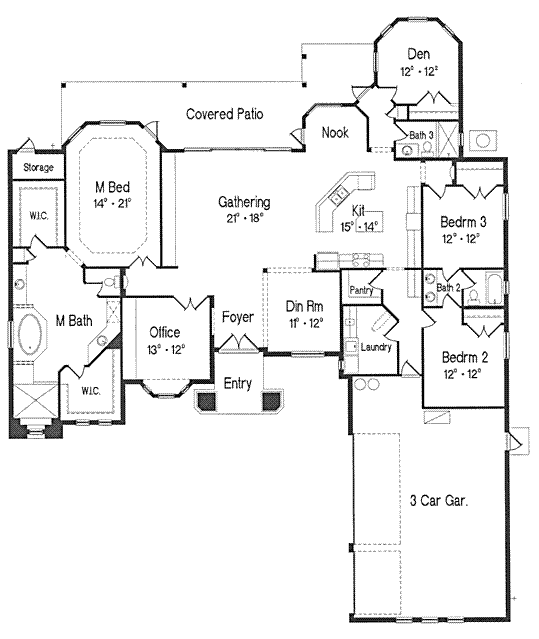 Florida Mediterranean One-Story Level One of Plan 64628