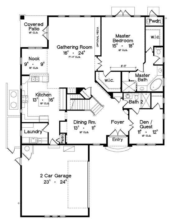 Florida Mediterranean One-Story Level One of Plan 64629