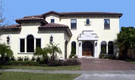 Florida Mediterranean One-Story Elevation of Plan 64629