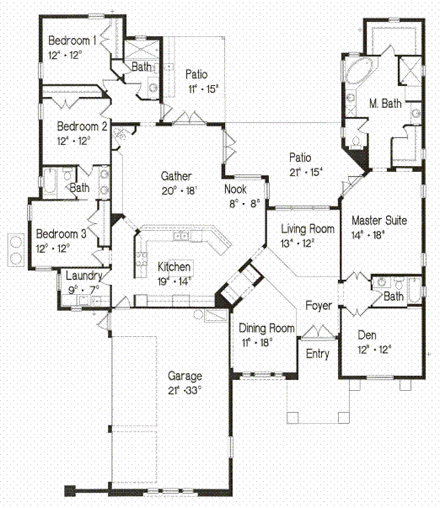 House Plan 64634 First Level Plan