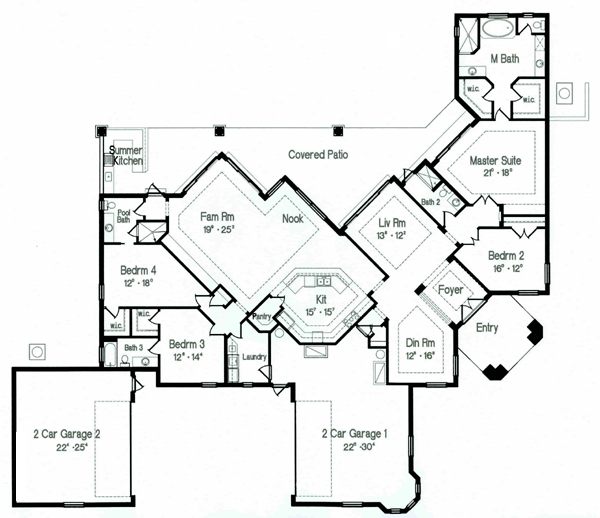 Florida Mediterranean One-Story Level One of Plan 64639