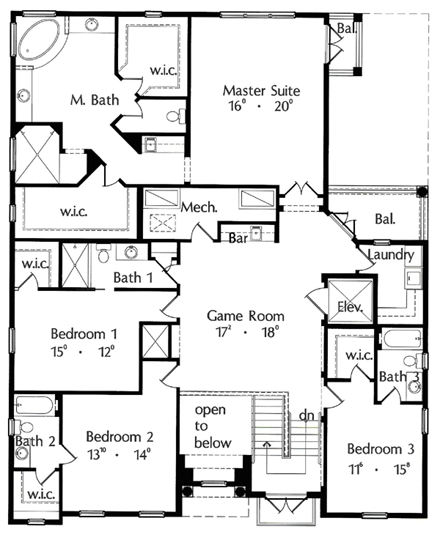 House Plan 64640 Second Level Plan