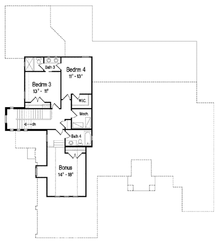 House Plan 64642 Second Level Plan